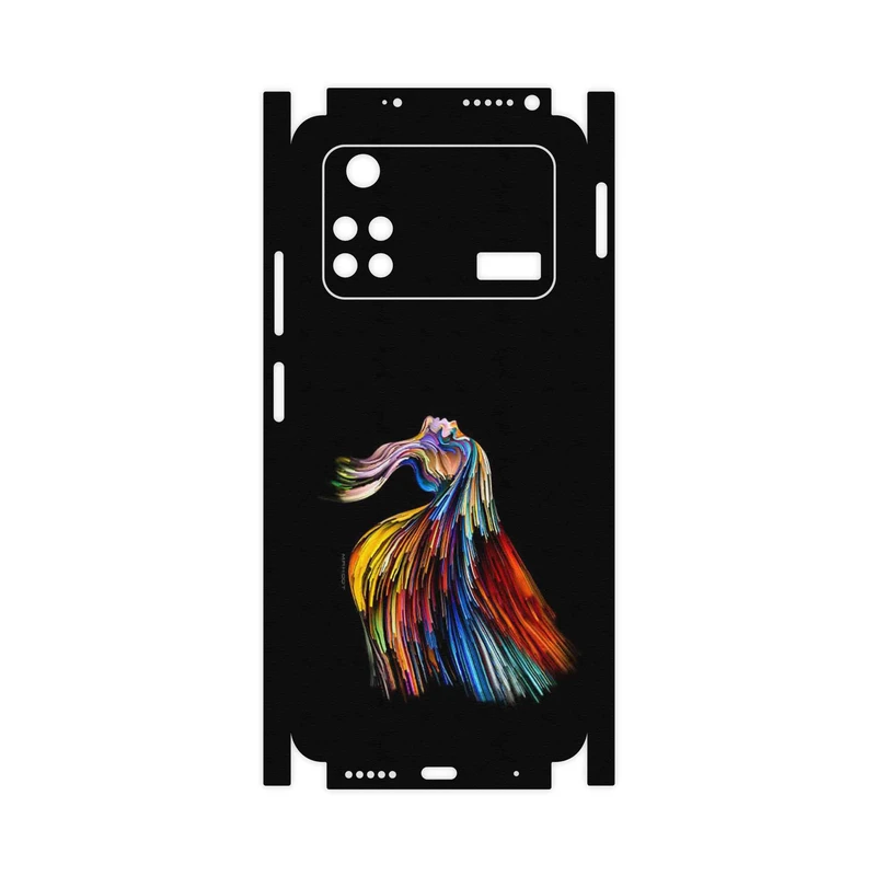 برچسب پوششی ماهوت مدل Rainbow Hair Digital Art-FullSkin مناسب برای گوشی موبایل شیائومی Poco M4 Pro 4G
