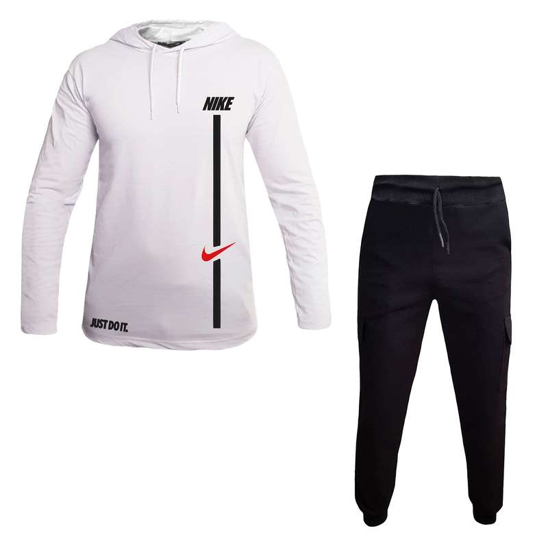 ست تی شرت کلاه دار و شلوار مردانه مدل JU 2076