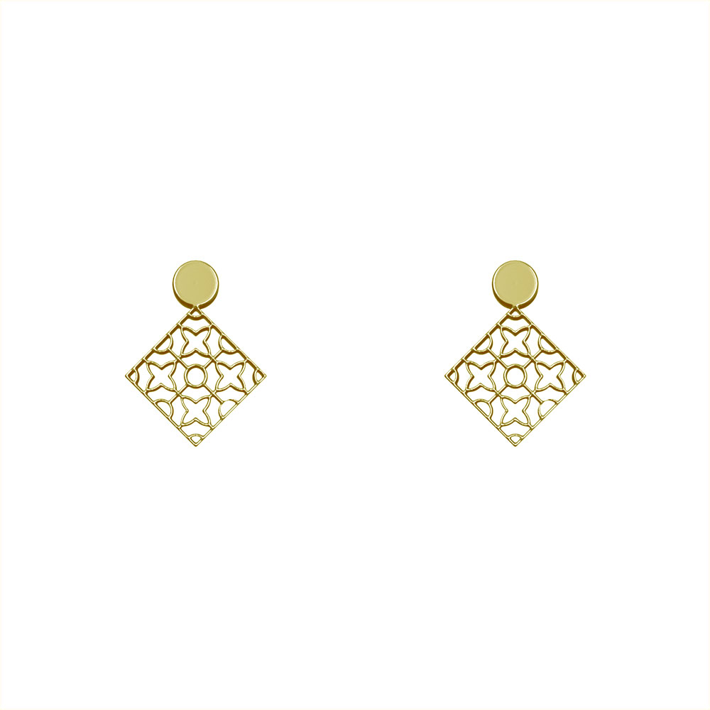 گوشواره طلا 18 عیار زنانه مدوپد مدل لوزی کد GA1-10487