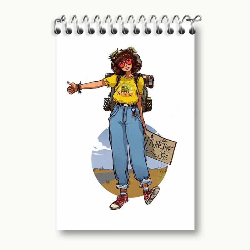 دفتر یادداشت 50 برگ خندالو مدل دختر جهانگرد کد F509