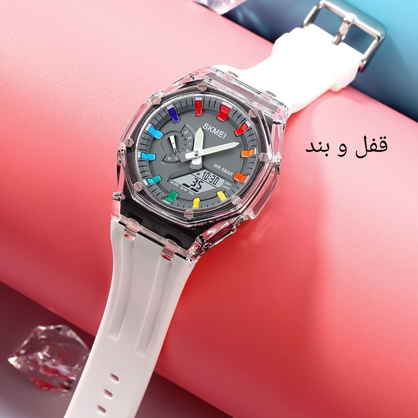 ساعت مچی عقربه ای اسکمی مدل دو زمانه بند پیو کرنوگراف کد 2100 - - 9