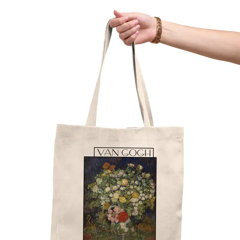 ساک خرید ترمه طراحان ایده مدل دسته گلی در گلدان از ونگوگ کد 0064 - L