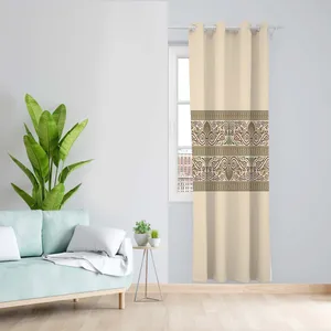 پرده طرح حاشیه دار مدل مخمل پانچی کد 5464L z سایز 140x200 سانتی متر