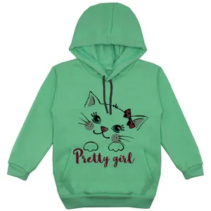 هودی دخترانه مدل گربه F76 رنگ سبز
