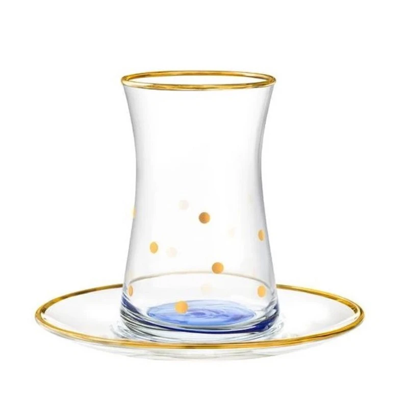 سرویس چای خوری 12 پارچه مادام کوکو مدل Points Dorés Gold