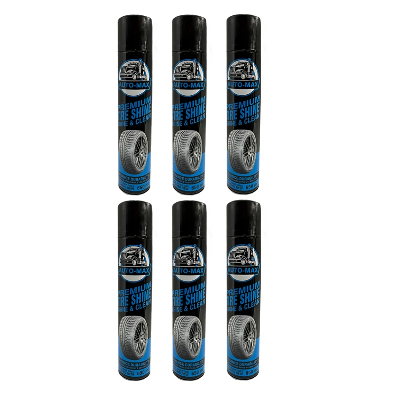 اسپری تمیز کننده لاستیک خودرو اتومکس کد ATX-650-6 حجم 650 میلی لیتر مجموعه 6 عددی