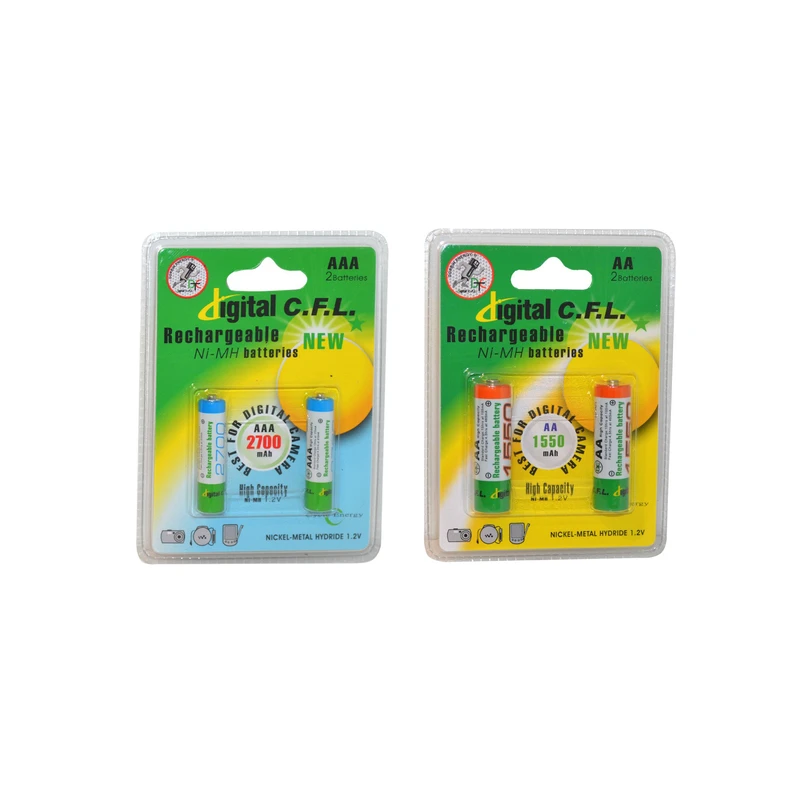 باتری قلمی و نیم قلمی قابل شارژ سی.اف.ال مدل 1550/2700mAh بسته 4 عددی