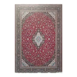 فرش ماشینی 700 شانه فرش زمرد مشهد زمینه قرمز لاکی حاشیه لاکی مدل 25090