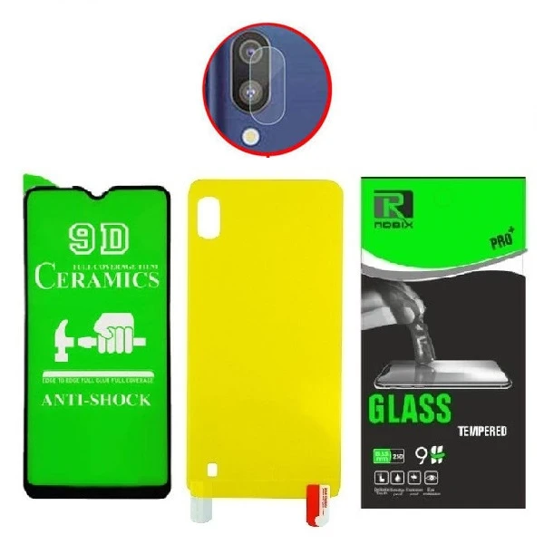 محافظ صفحه نمایش روبیکس مدل CR-A10 مناسب برای گوشی موبایل سامسونگ Galaxy A10 به همراه محافظ پشت گوشی و محافظ لنز دوربین