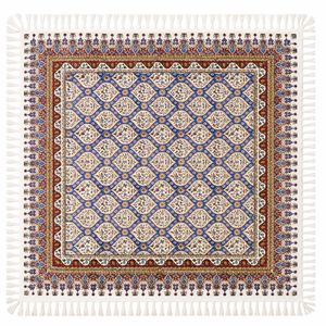 رومیزی قلمکار صنایع دستی فاخر مدل اعلی طرح گنبد مسجد شیخ لطف الله اصفهان کد Sq80DomeBl