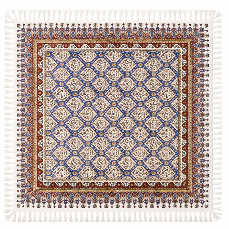 رومیزی قلمکار صنایع دستی فاخر مدل اعلی طرح گنبد مسجد شیخ لطف الله اصفهان کد Sq80DomeBl