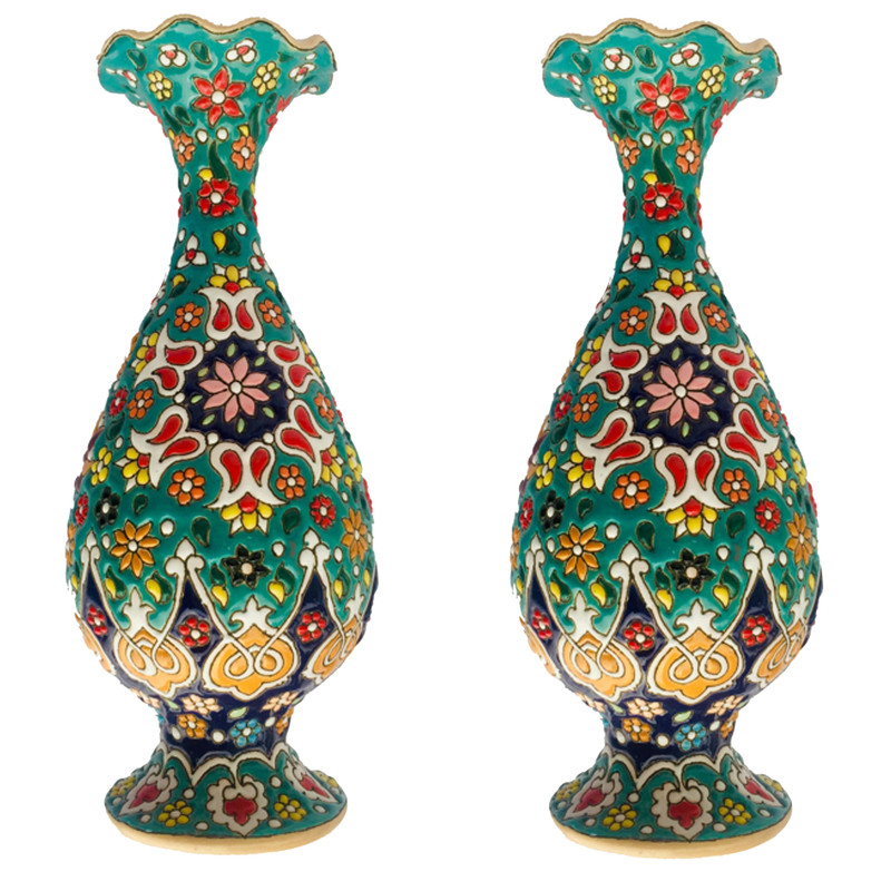 گلدان مینا کاری سفالی کد ZMN23003 بسته 2 عددی