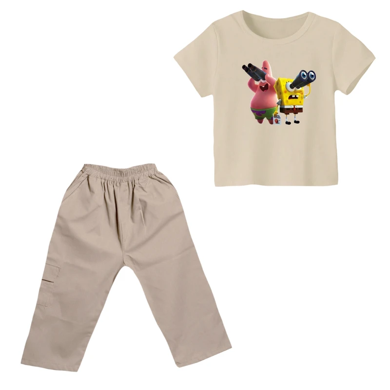 ست تی شرت و شلوارک پسرانه مدل باب اسفنجی کد ۴