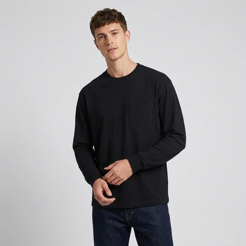 تی‌شرت آستین بلند یقه گرد مردانه کالینز مدل COTTON POCKET