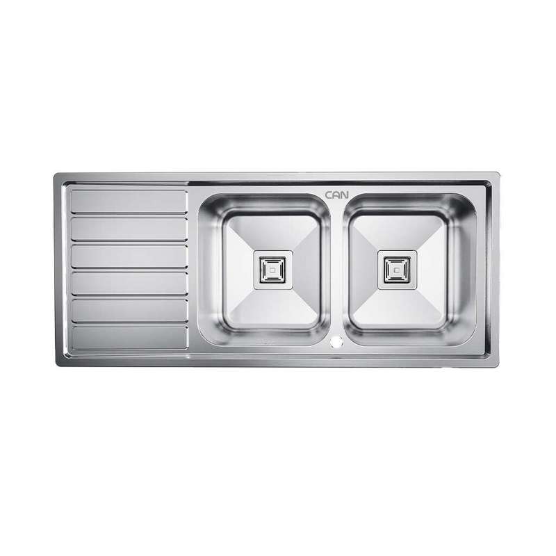سینک ظرفشویی استیل توکار دو لگنه کن مدل 8106R