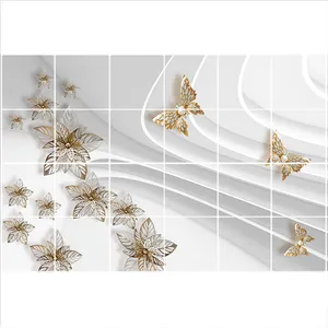 تایل سقفی طرح گل و پروانه کد 3D2080-24 سایز 60x60 سانتی متر مجموعه 24 عددی