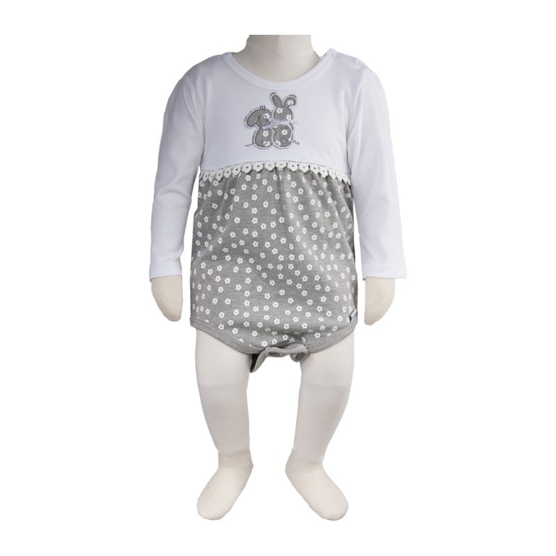 بادی آستین بلند نوزادی آدمک مدل خرگوش و گل کد 01 - - 4