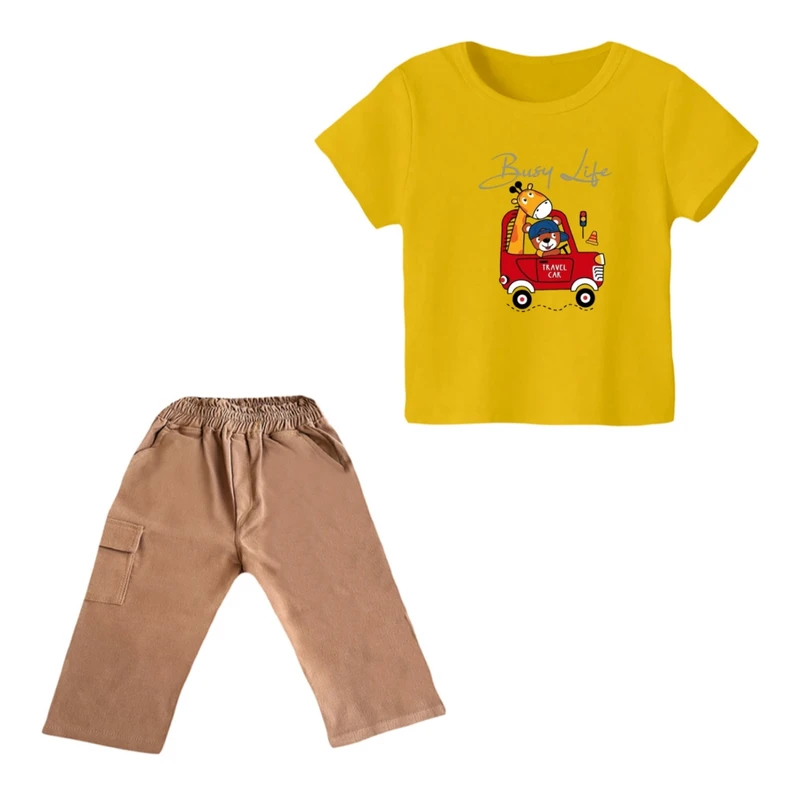 ست تی شرت و شلوارک پسرانه مدل زرافه کد ۱۶