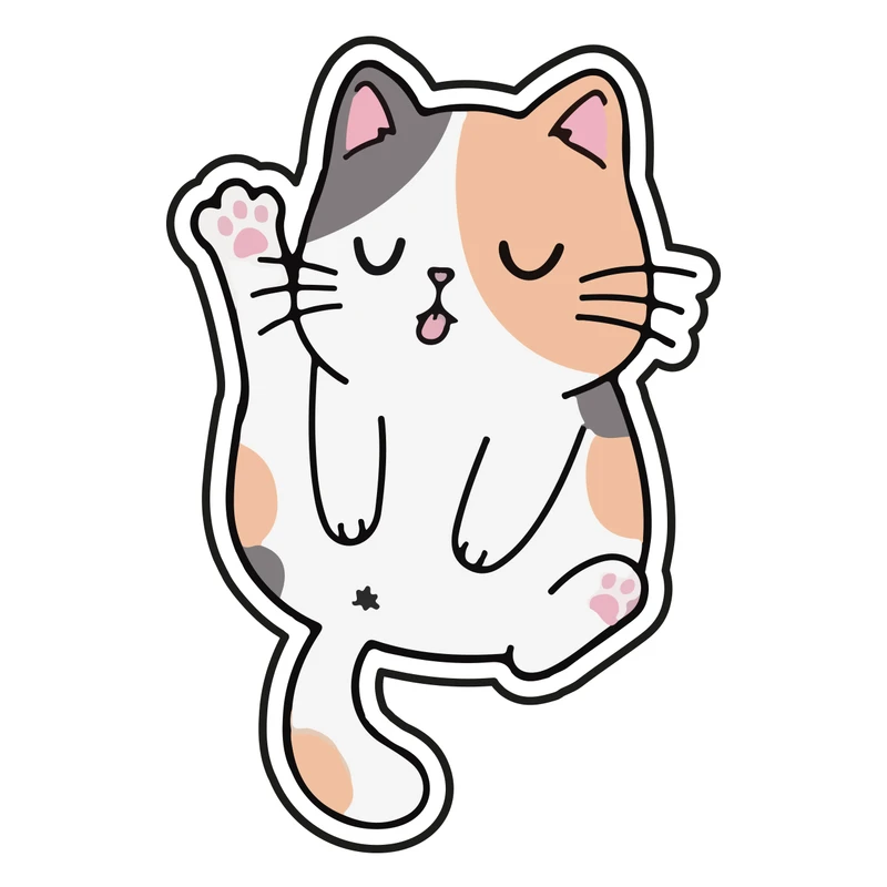 استیکر لپ تاپ طرح گربه بازیگوش سفید کد 244