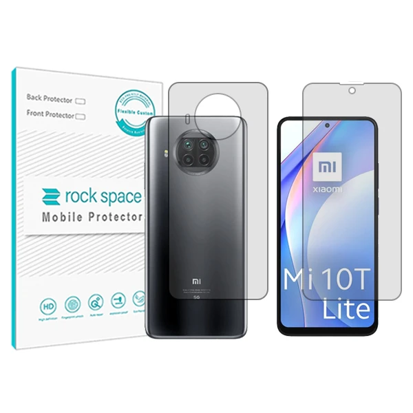 محافظ صفحه نمایش شفاف راک اسپیس مدل HyGEL مناسب برای گوشی موبایل  شیائومی Mi 10T Lite به همراه محافظ پشت گوشی 