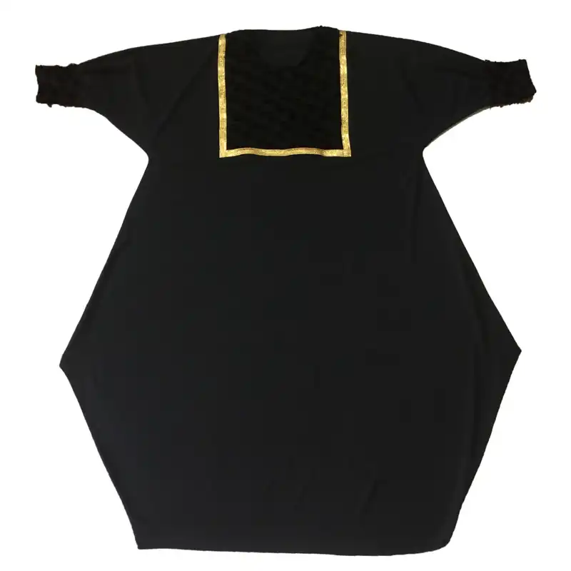 مانتو زنانه مدل عبایی نوارطلایی کد tm-2725 رنگ مشکی