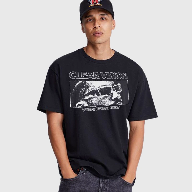 تی شرت آستین کوتاه مردانه مدل استایل رپی هیپ هاپ دید روشن z548