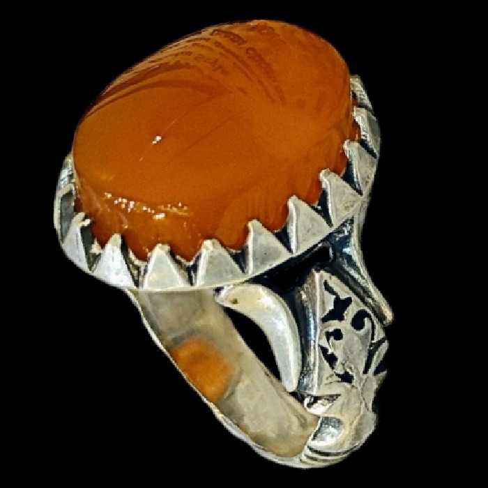 انگشتر نقره مردانه مدل سنگ عقیق یمانی کد 965