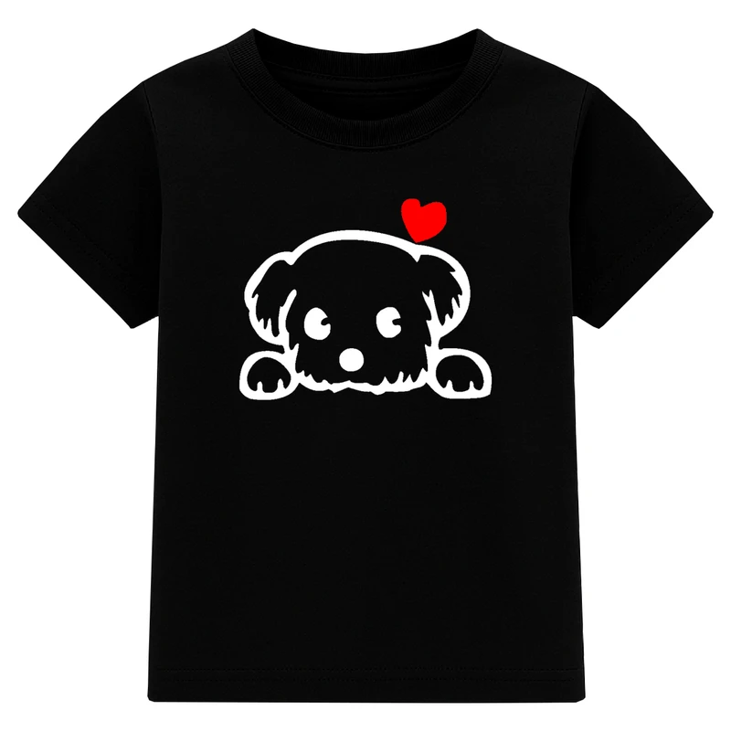 تی‌شرت آستین کوتاه دخترانه مدل A02 طرح سگ کوچولو