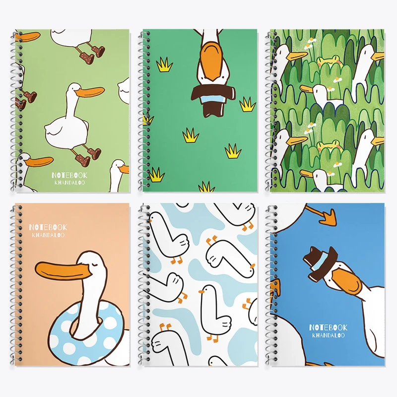 دفتر زبان 50 برگ خندالو مدل دو خط طرح اردک کیوت کد 123 مجموعه 6 عددی
