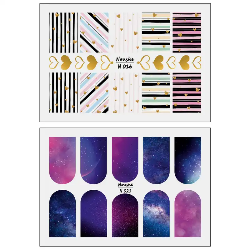 برچسب لنز ناخن مدل قلب و کهکشانی کد N016-N021 مجموعه 2 عددی