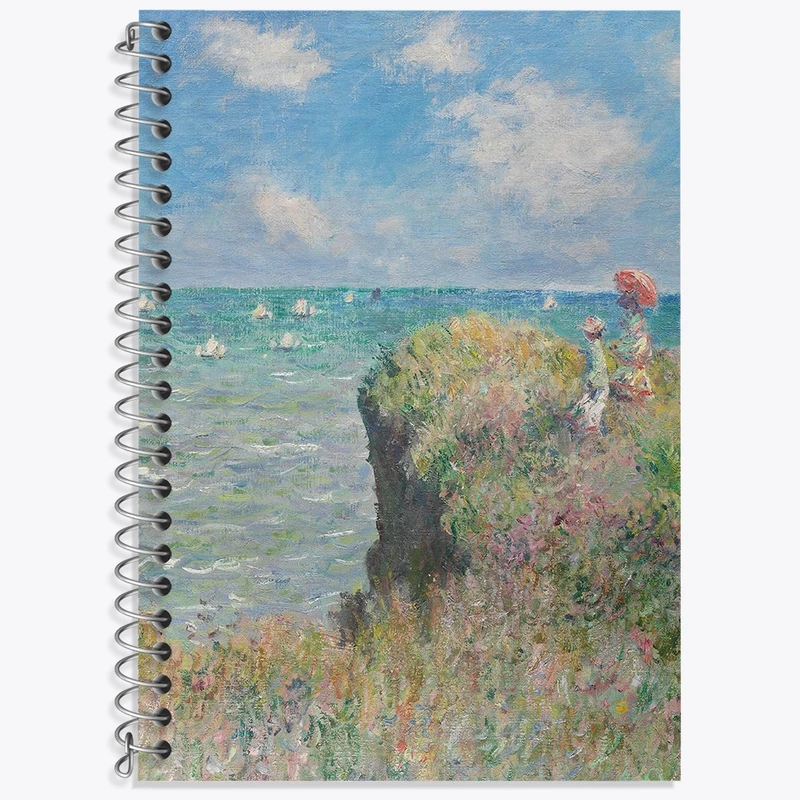 دفتر زبان 50 برگ خندالو مدل دو خط طرح گردش بر روی صخره‌های پورویل کلود مونه کد 36844