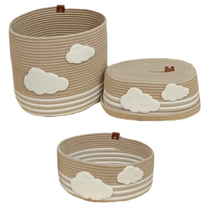 ست سطل و جای دستمال کاغذی مدل ابر مجموعه 3 عددی