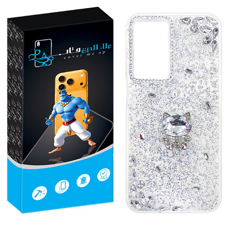 کاور علاالدین قاب مدل دیاموند شاین طرح گربه مناسب برای گوشی موبایل سامسونگ Galaxy A17
