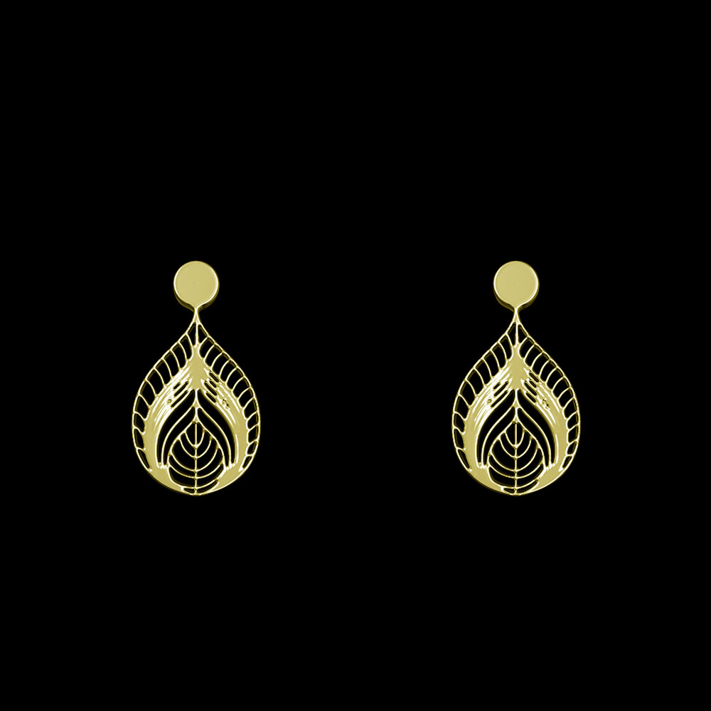 گوشواره طلا 18 عیار زنانه مدوپد مدل هندسی کد GA1-10028