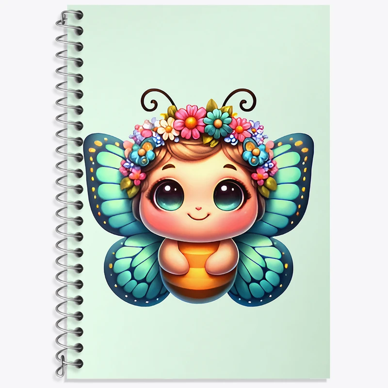 دفتر زبان 50 برگ خندالو مدل سه خط طرح پروانه کیوت کد N5598