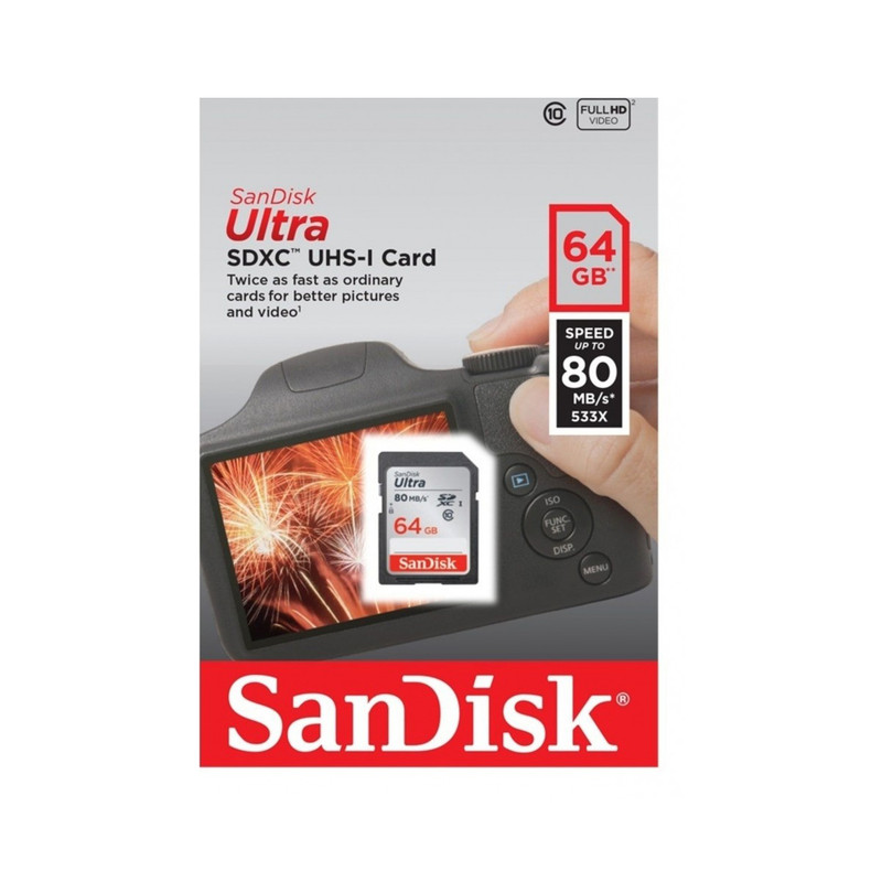 کارت حافظه SDXC مدل Ultra UHS-I کلاس 10 استاندارد UHS-I سرعت 80MBs ظرفیت 64 گیگابایت