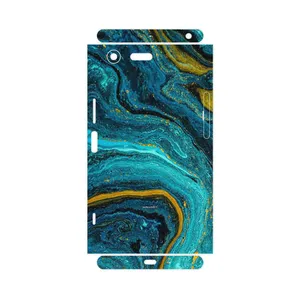 MAHOOT Turquoise marblewith golden streaks-FullSkin Cover Sticker for Sony Xperia XZ Premium