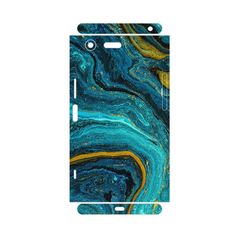 برچسب پوششی ماهوت مدل Turquoise marblewith golden streaks-FullSkin مناسب برای گوشی موبایل سونی Xperia XZ Premium