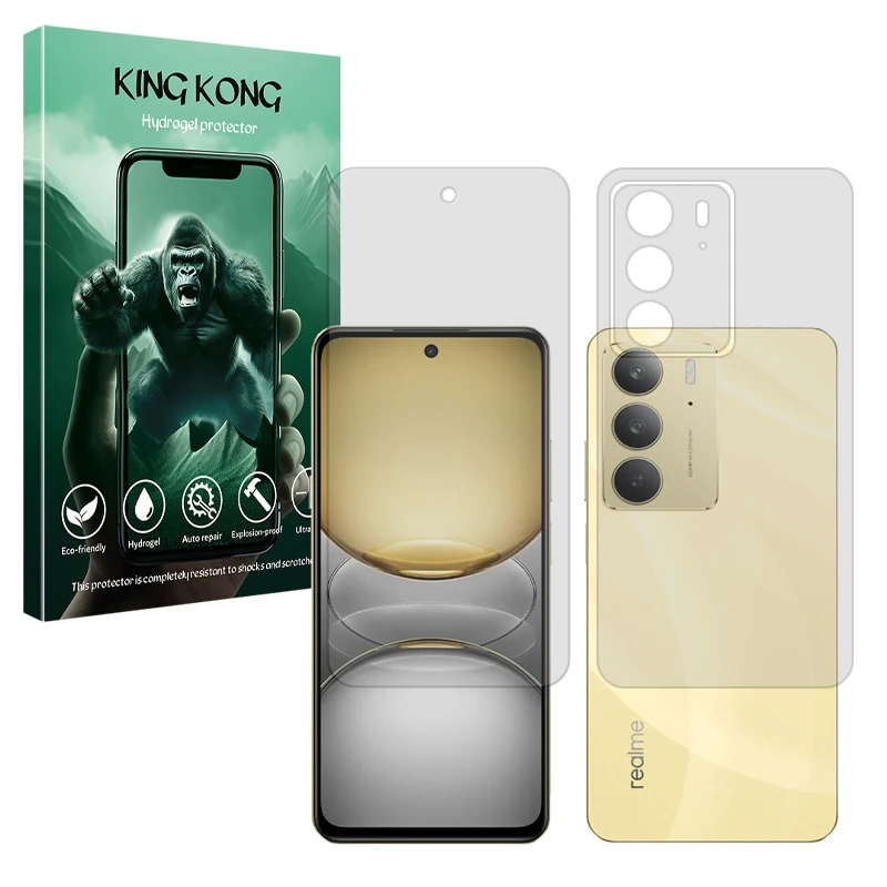 محافظ صفحه نمایش شفاف کینگ کونگ مدل Tough مناسب برای گوشی موبایل ریلمی C75 به همراه محافظ پشت گوشی