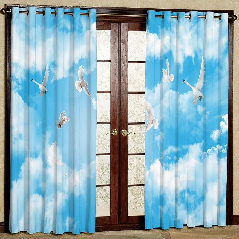 پرده مدل پرنده هازان پانچی کد 2486 سایز 140x200 سانتی متر