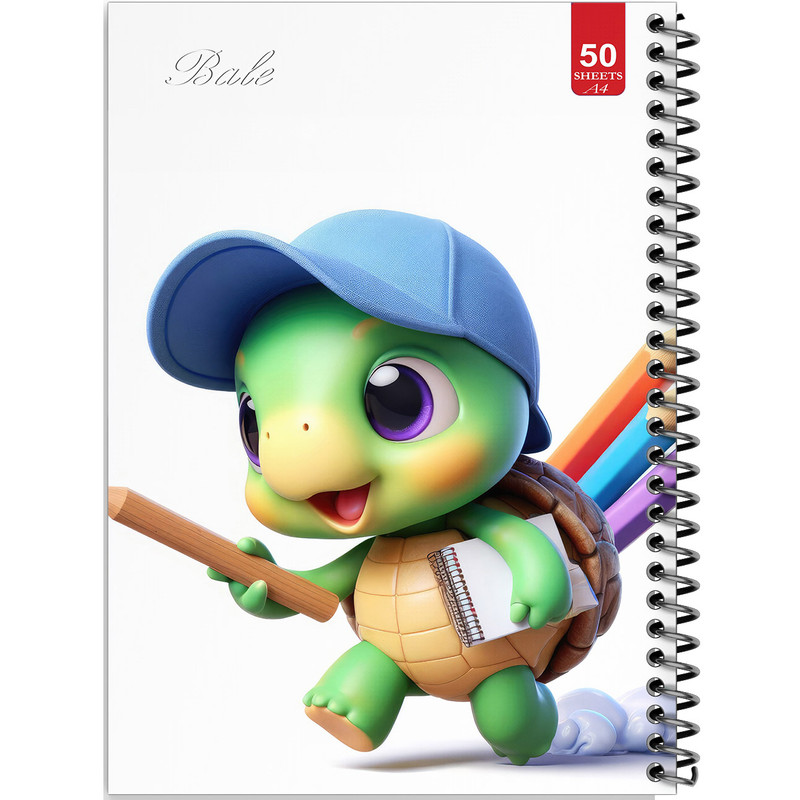دفتر نقاشی 50 برگ انتشارات بله طرح لاک پشت کوچولو و مداد رنگی کد A4-L323