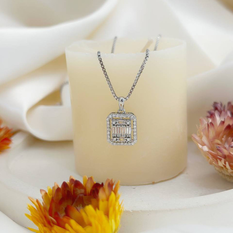 گردنبند نقره زنانه مدل مژگان کد SHL