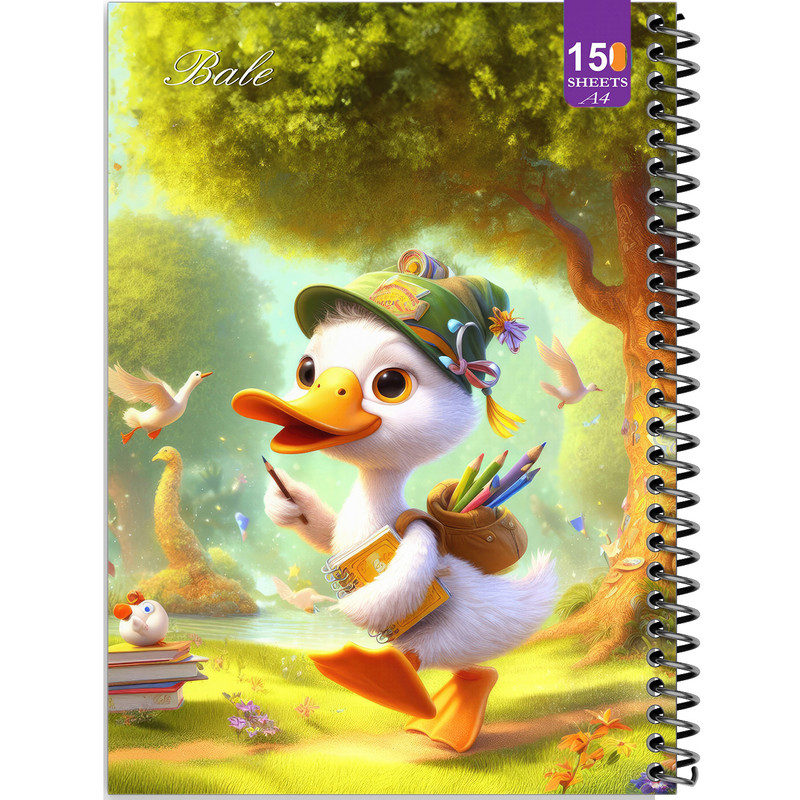 دفتر نقاشی 150 برگ انتشارات بله مدل رحلی طرح فانتزی اردک نقاش کد A4-P283