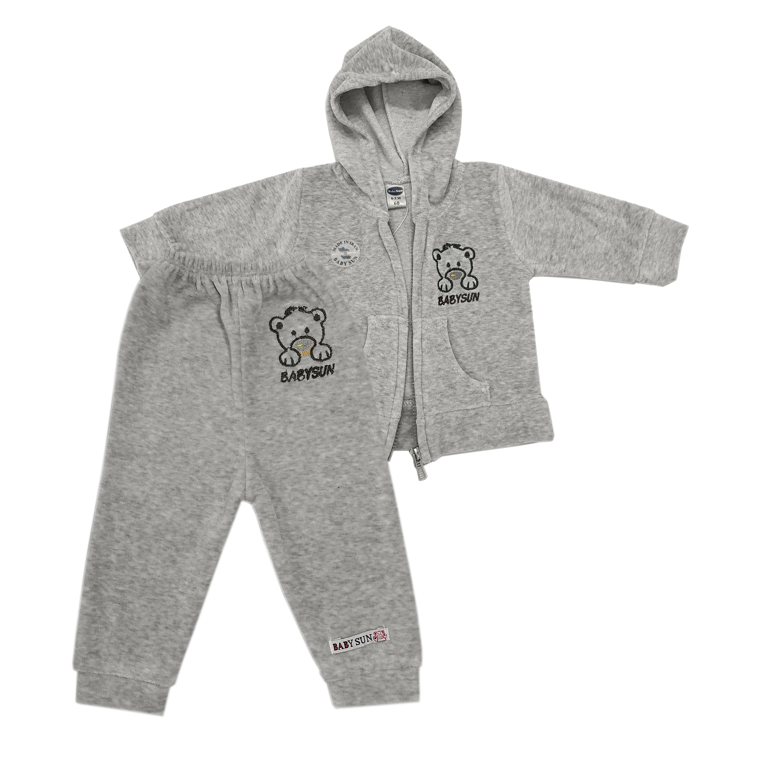 ست سویشرت و شلوار نوزادی بی بی سان نیاری طرح خرس کد 924-G