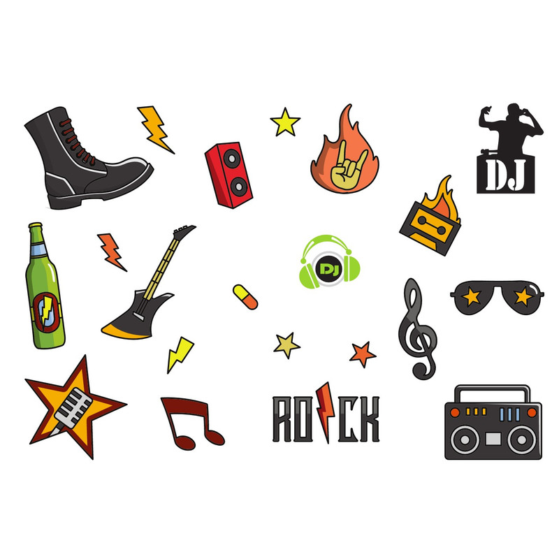 استیکر لپ تاپ مدل dj set مجموعه 20 عددی