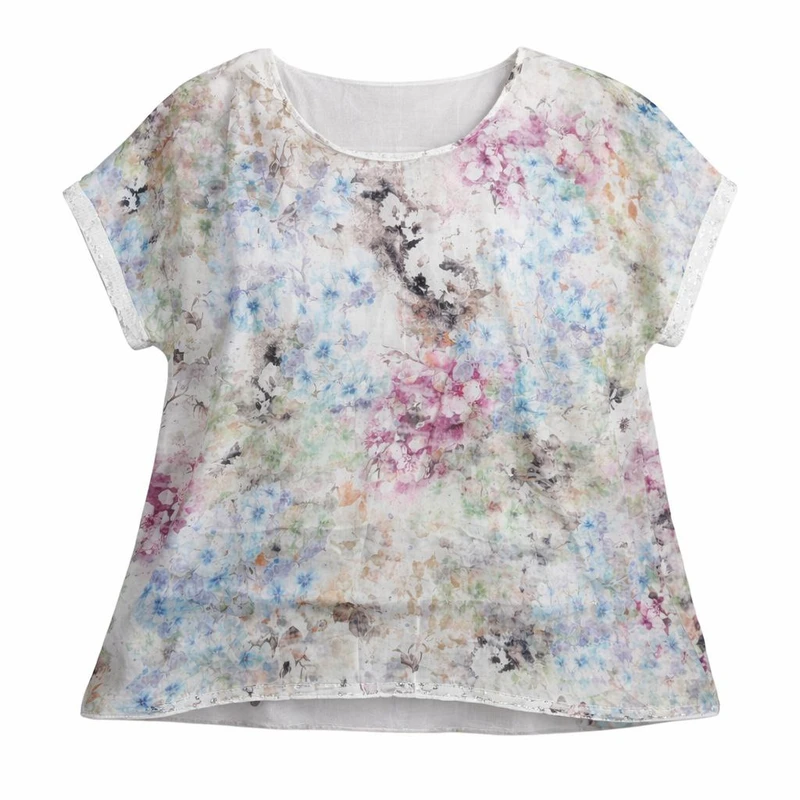 بلوز آستین کوتاه یقه گرد زنانه مدل 2023