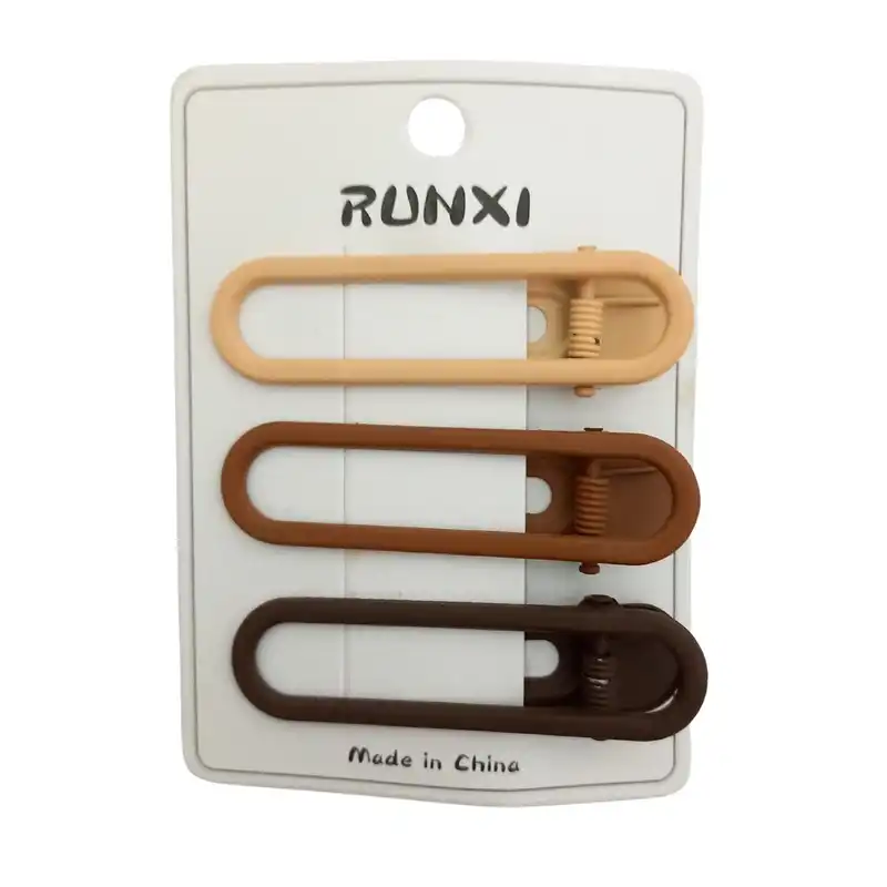 گیره مو زنانه مدل انبری طرح بیضی مجموعه 3 عددی