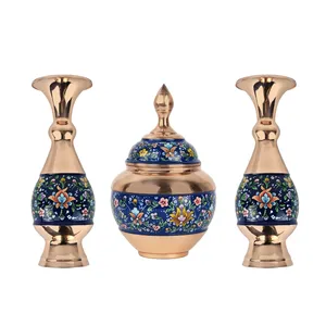  ست 3 تکه قندان و گلدان مسی مدل پرداز کد s16