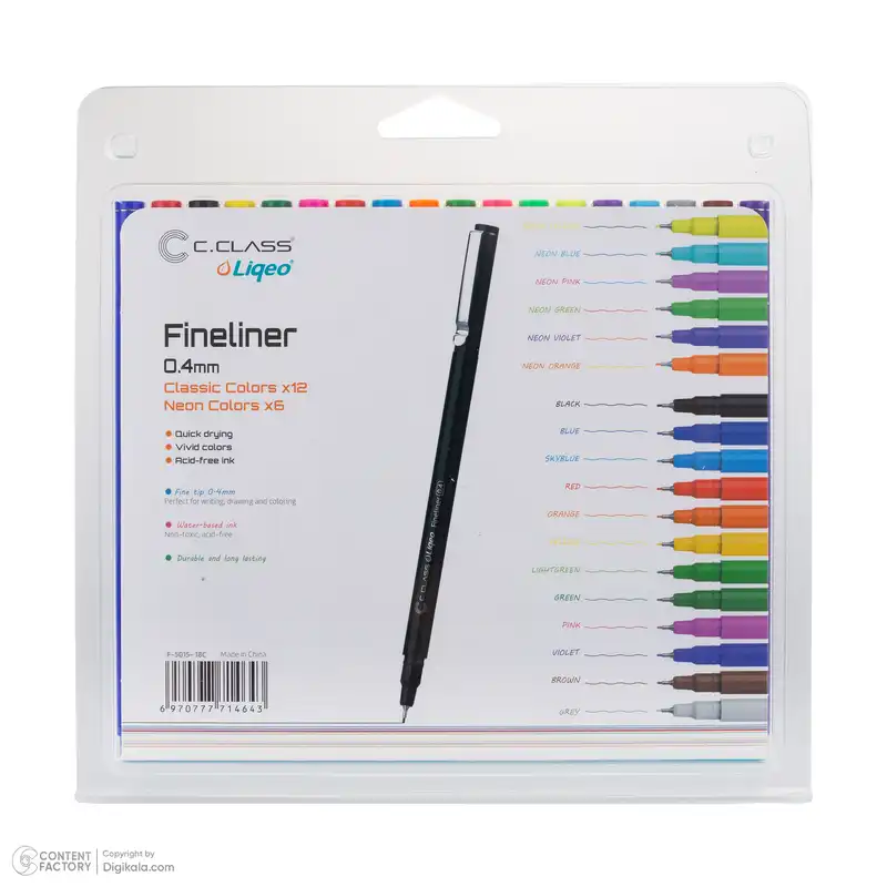 روان نویس سی.کلاس مدل فاین لاینر بسته 18 عددی