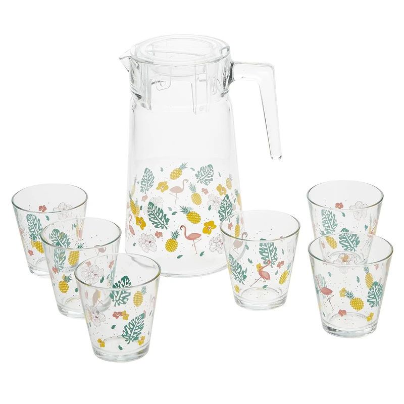 سرویس پارچ و لیوان 7 پارچه پاشاباغچه مدل فلامینگو Aloha کد 96689